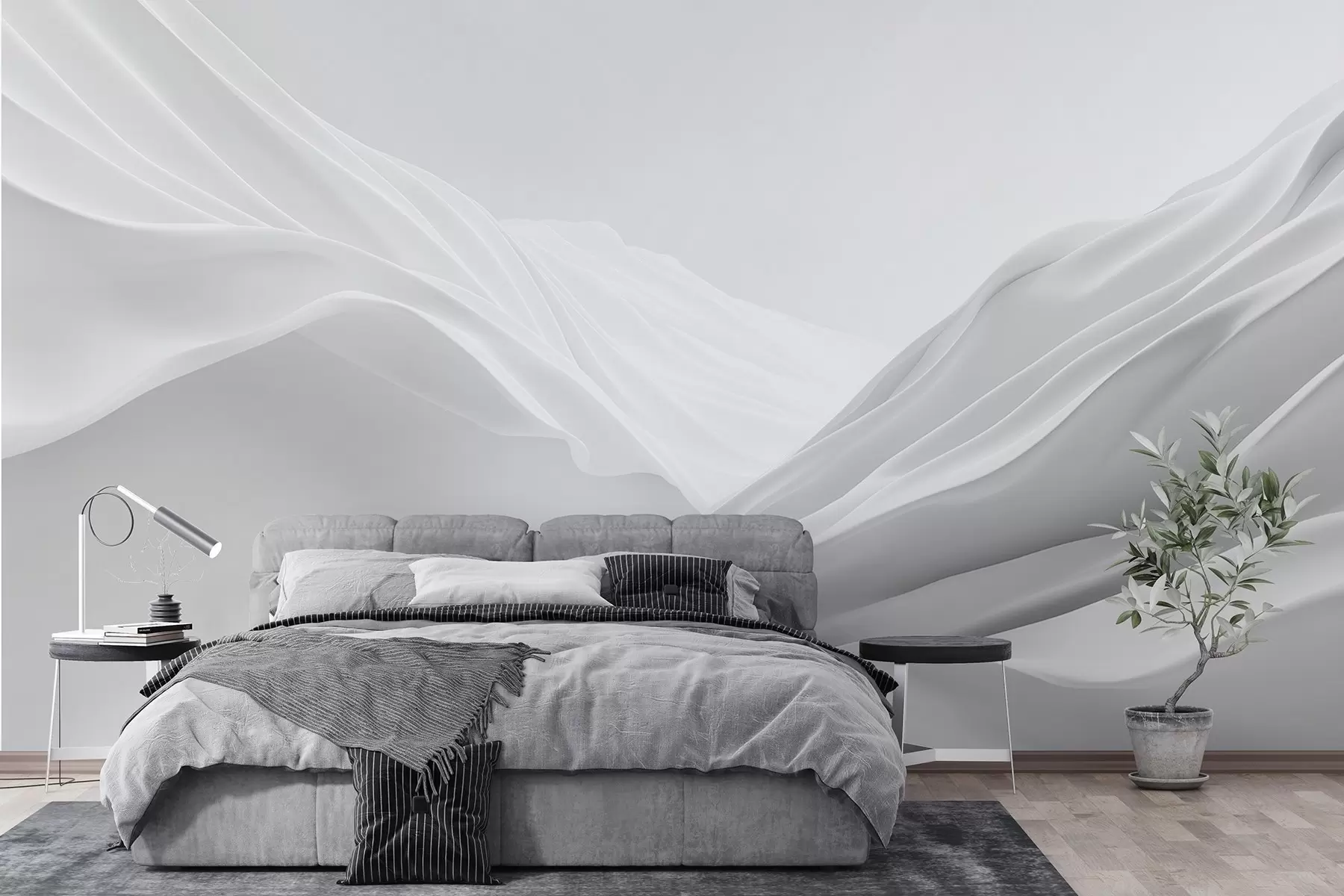 murales Cumbres montañosas grises en forma abstracta w09434