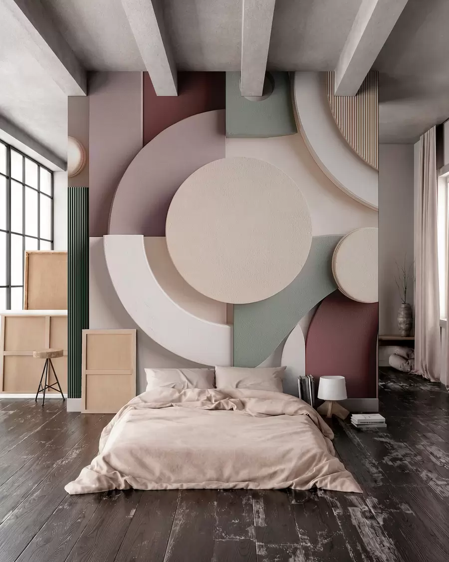 wall murals Modern volumetric abstraction in soft shades w09441
