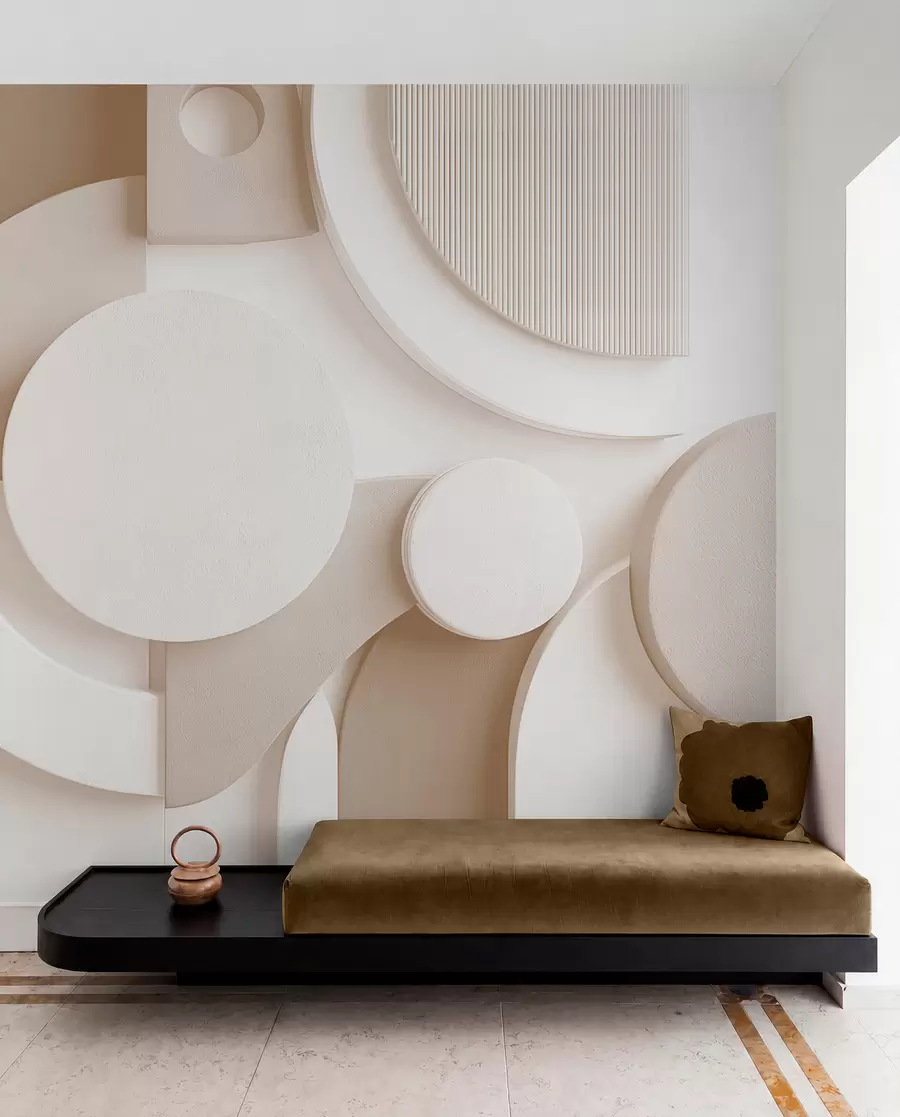 Wall Mural Photo Wallpaper Modern volumetric abstraction in beige shades w09441v1