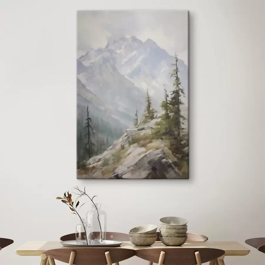 wall murals Spruce trees against the backdrop of mountains s46202