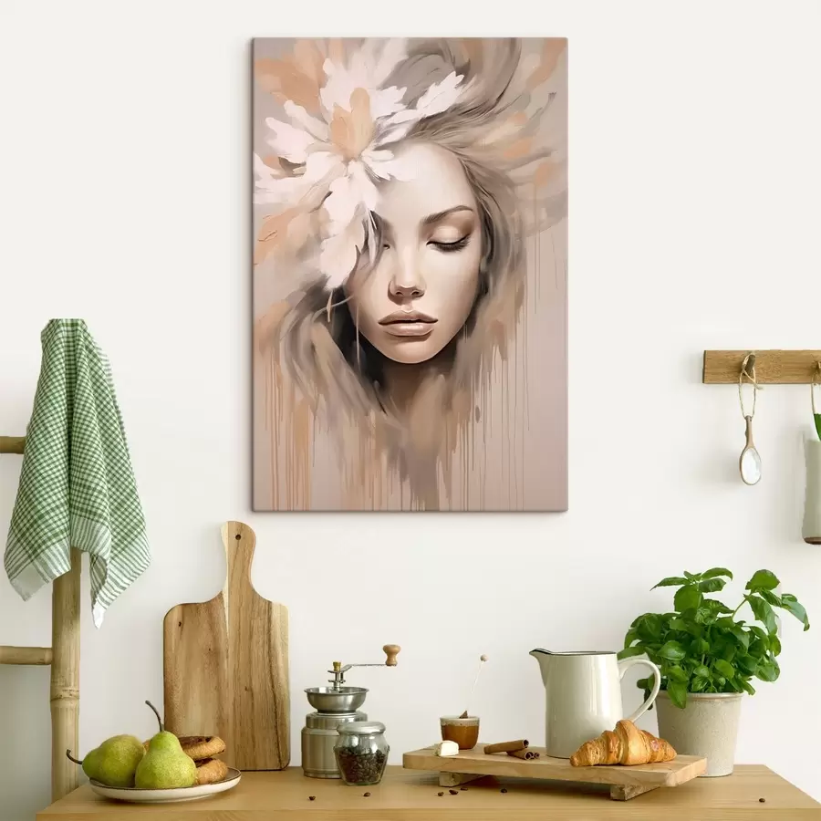 murales Retrato femenino con una flor s46218