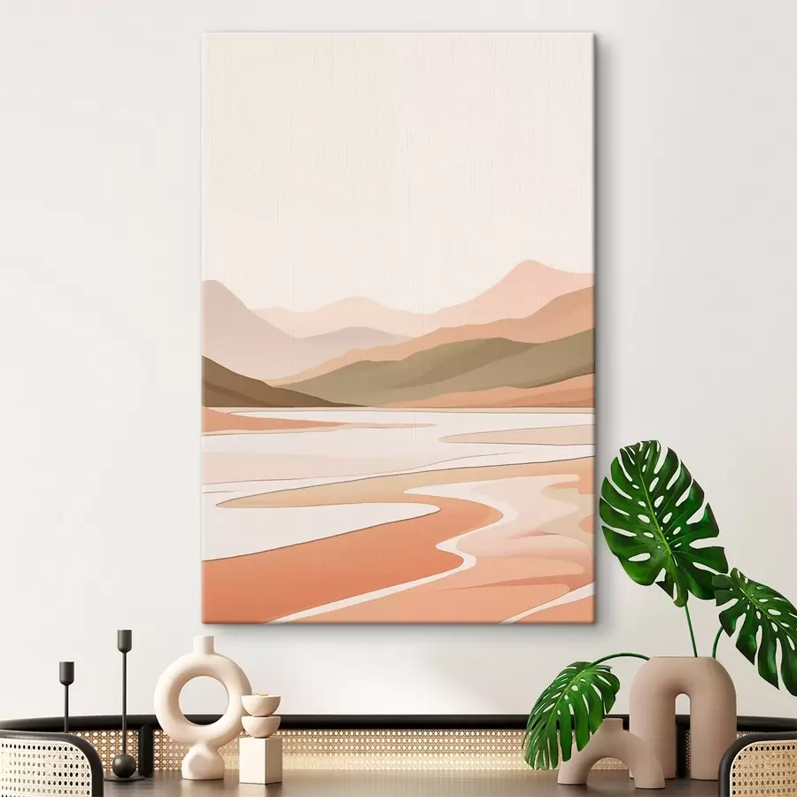wall murals Abstract landscape with mountains and river s46249