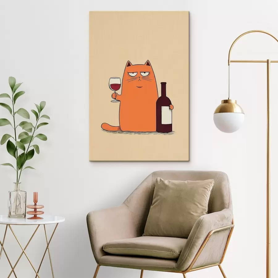 wall murals Cat with wine s46250