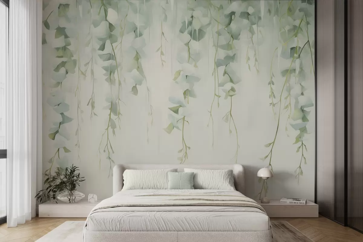 Wall Mural Photo Wallpaper Hanging branches with leaves w04722