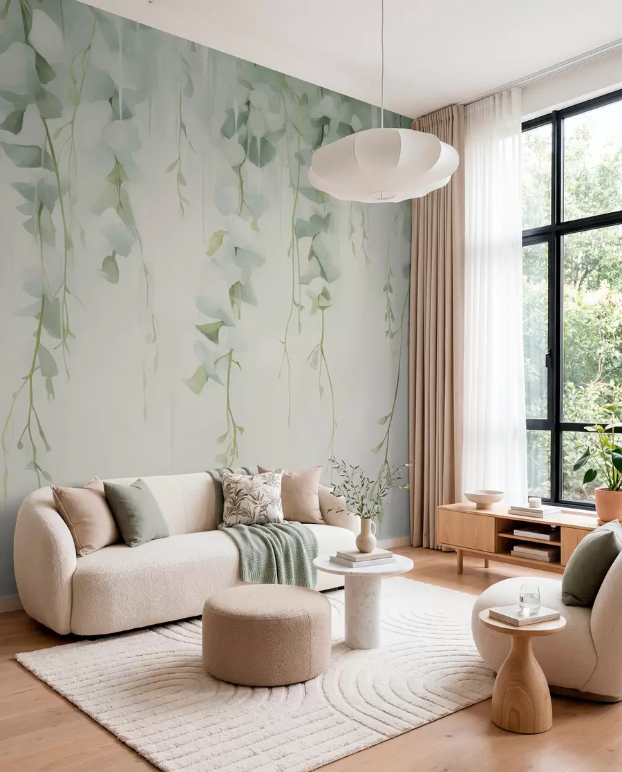 Wall Mural Photo Wallpaper Hanging branches with leaves w04722