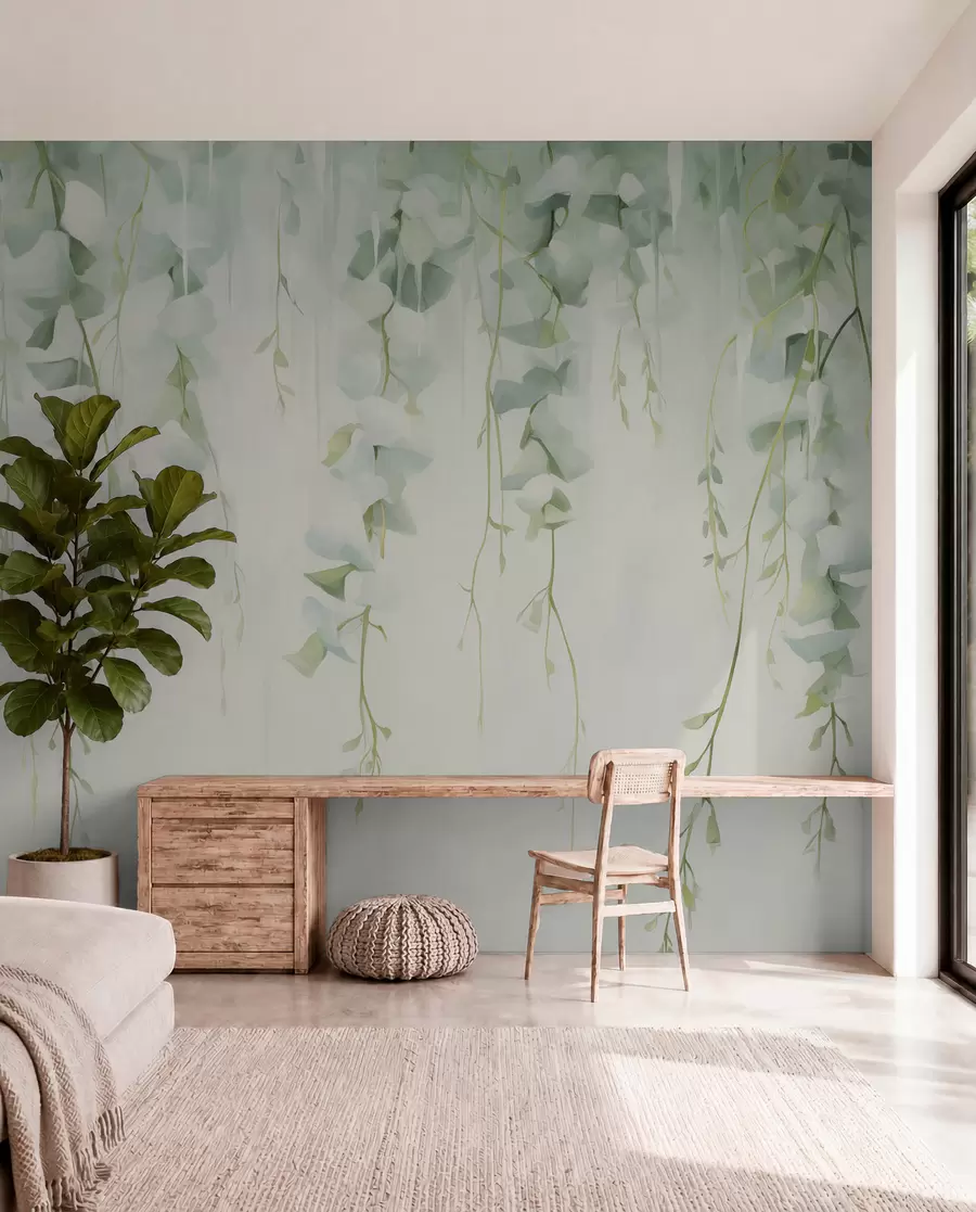 wall murals Hanging branches with leaves w04722