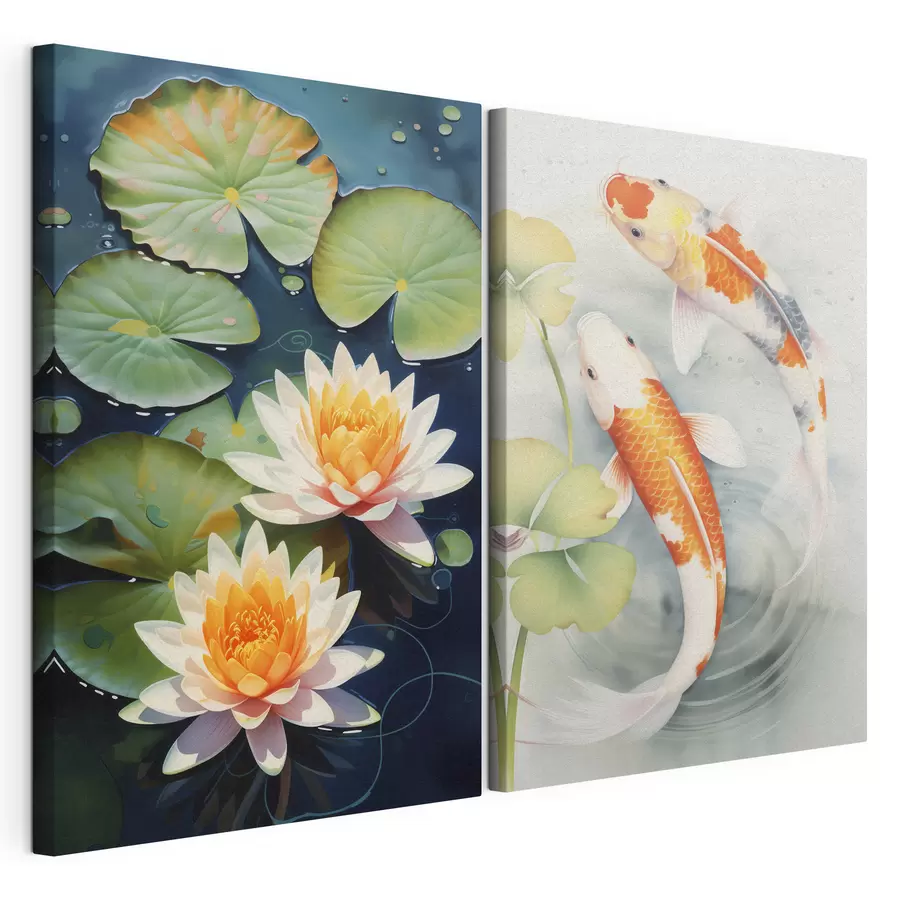 murales Peces en un estanque y flores de loto m00867