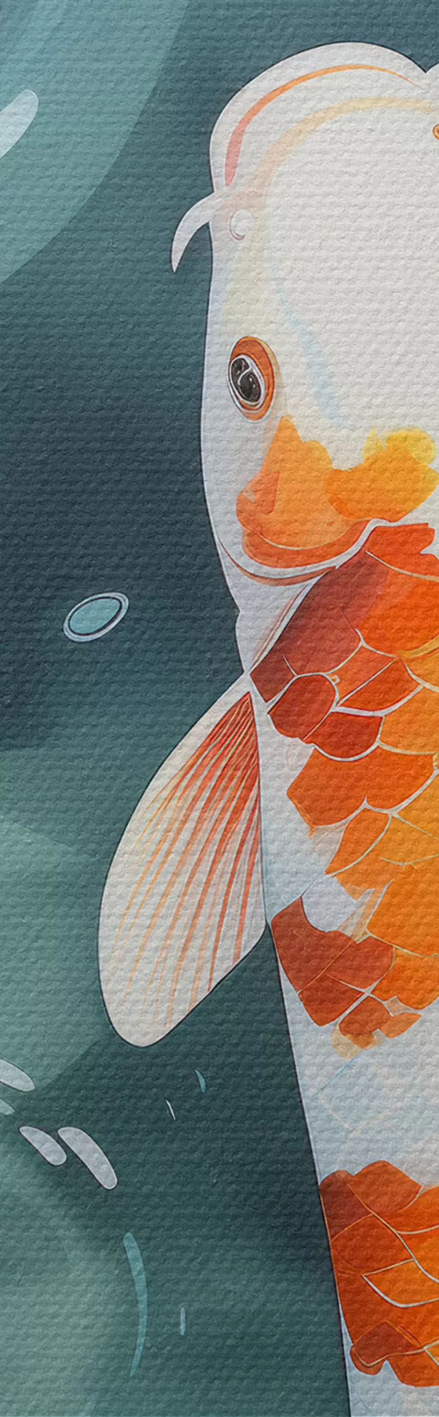 murales Imágenes brillantes de flores de loto y peces en un estanque m00869