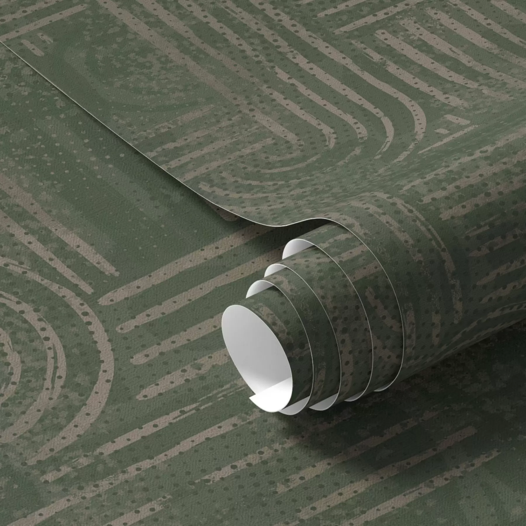 wall murals Geometric pattern with arcs in a green palette a00697
