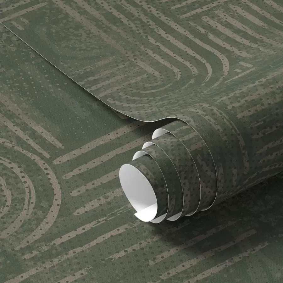 murales Diseño geométrico con arcos en una paleta de colores verdes a00697