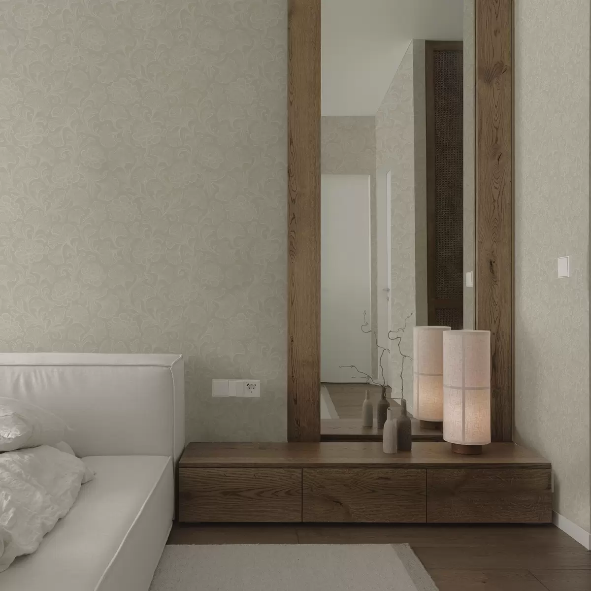 Papel pintado Patrón luminoso con ginkgo y peonías a00700