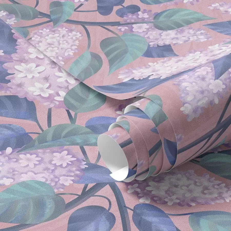 Wall Mural Photo Wallpaper Delicate lilac flowers on a pink background, spring mood a00797