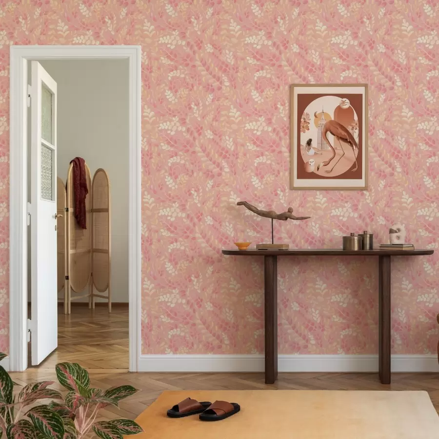 wall murals Delicate pink-peach foliage with a soft color shimmer a00799