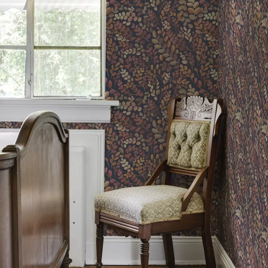 murales Hojas otoñales en cálidos tonos naranja-rosa a00799v2