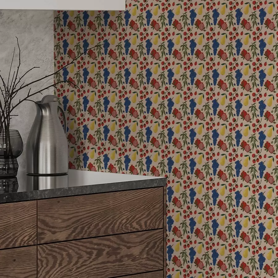 wall murals Juicy fruits on a warm beige background a00801v1