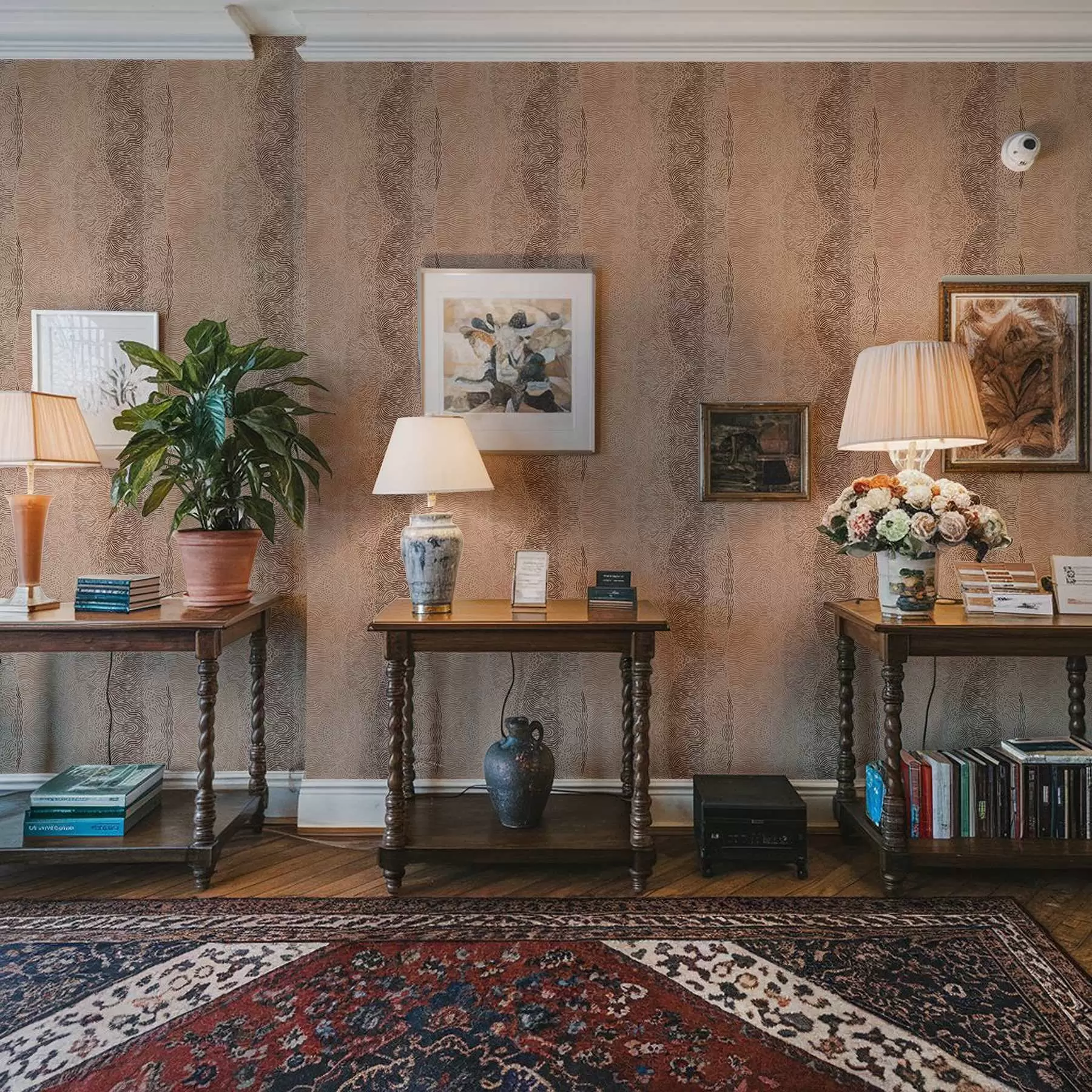 wall murals Wavy geometric pattern in a light beige-brown palette a00804