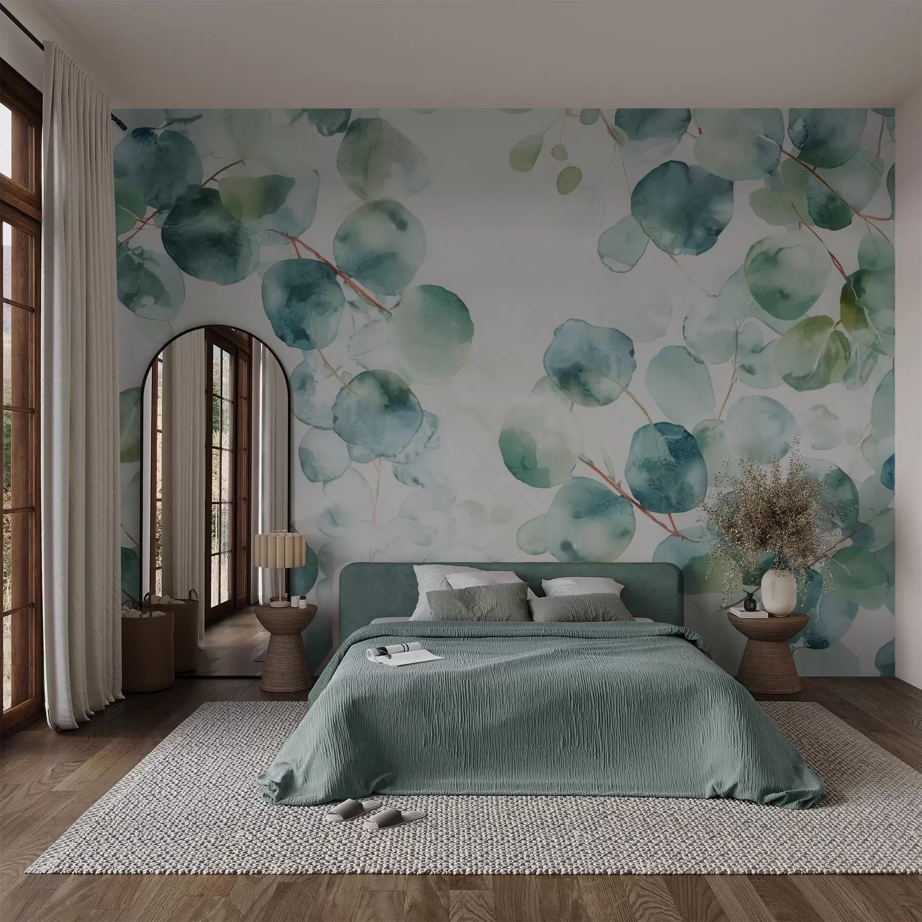 Wall Mural Photo Wallpaper Eucalyptus leaves watercolour w04690