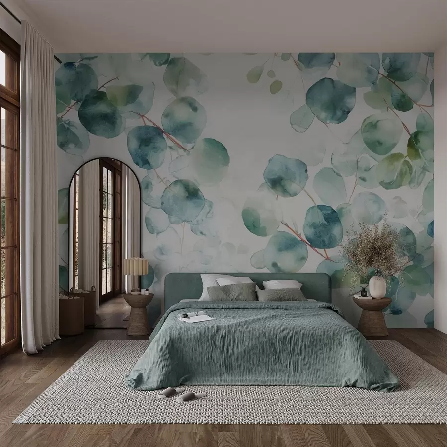 Wall Mural Photo Wallpaper Eucalyptus leaves watercolour w04690