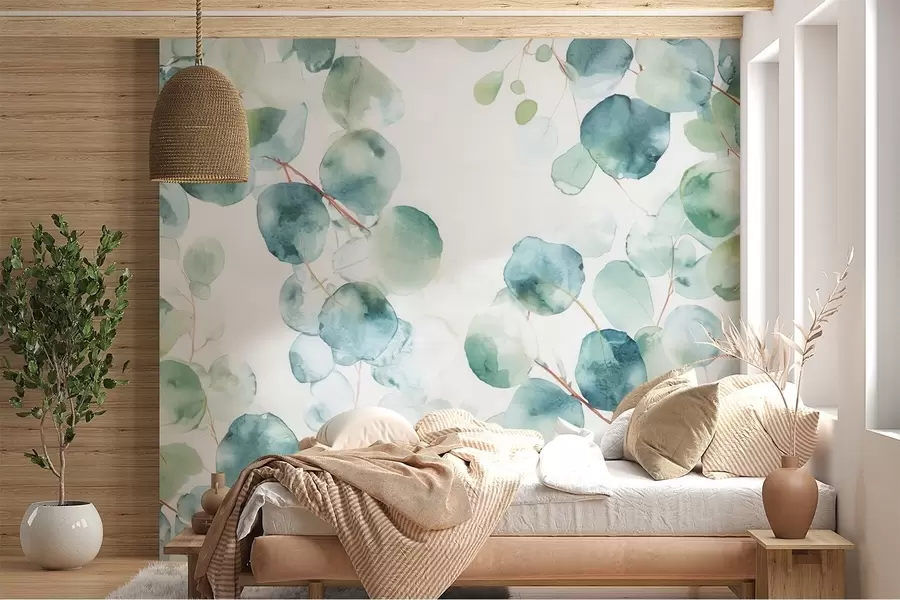 Wall Mural Photo Wallpaper Eucalyptus leaves watercolour w04690