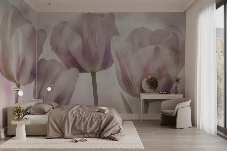murales Tulipanes en colores suaves w04700