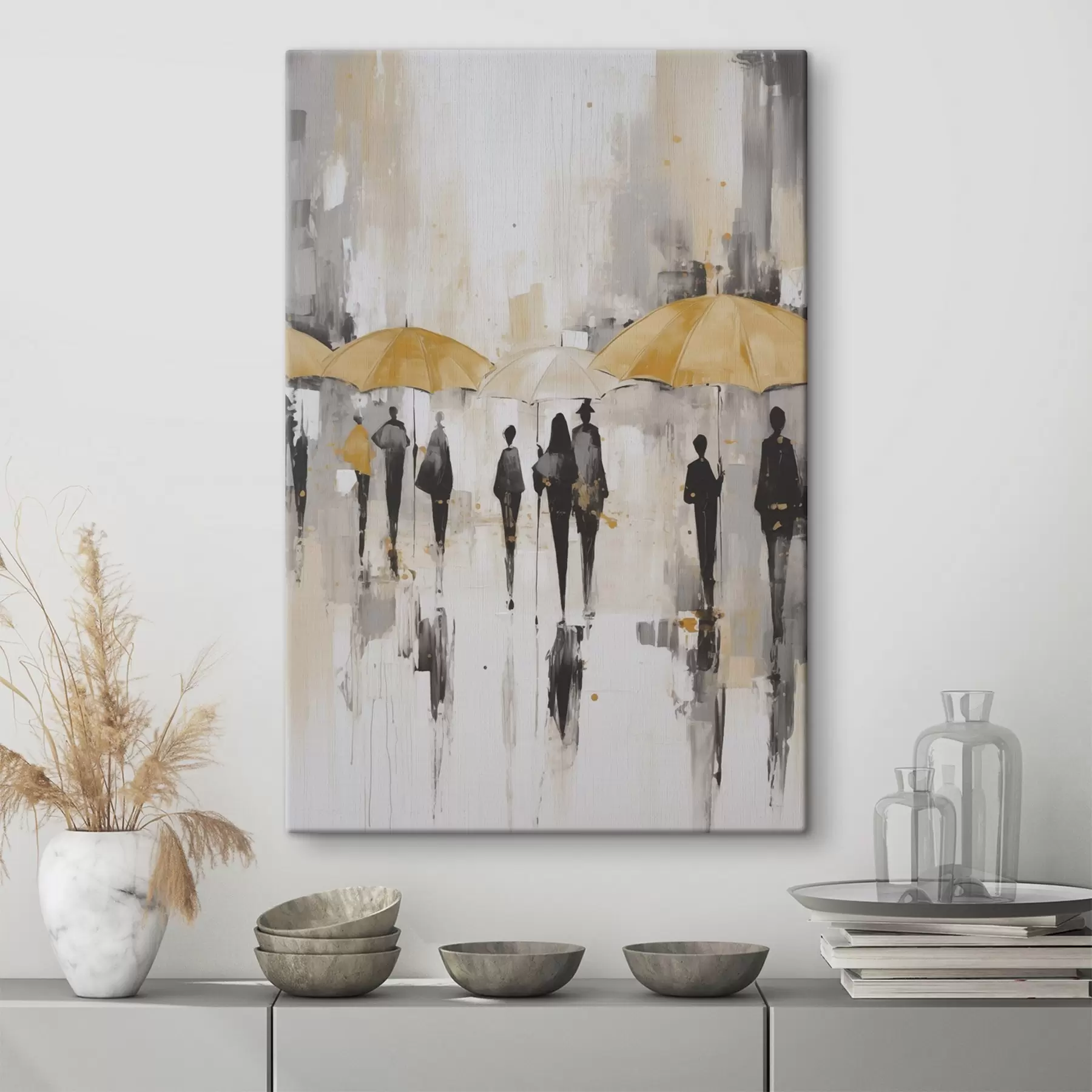 wall murals Abstraction of people with umbrellas s46304