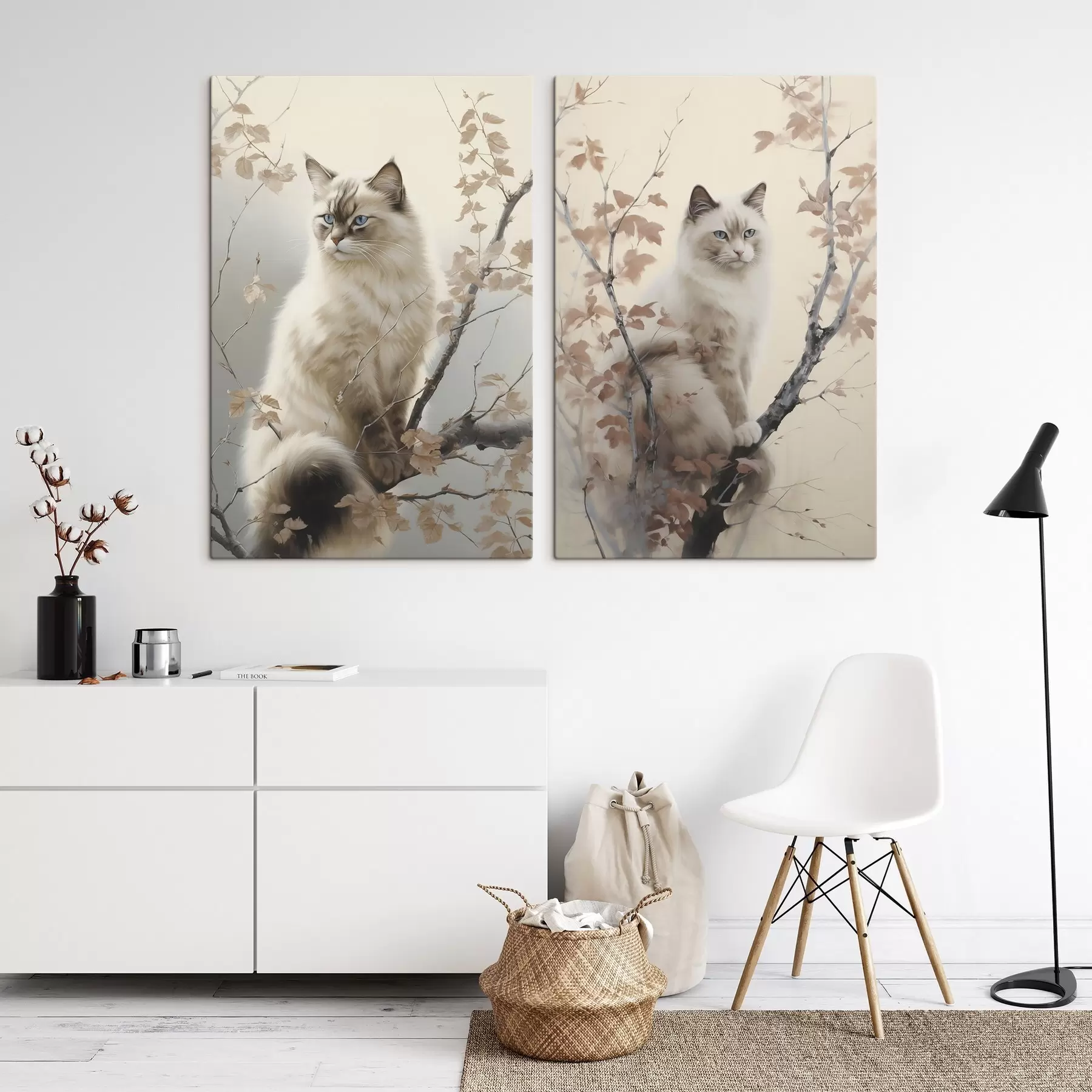wall murals A cat on a tree branch m00871