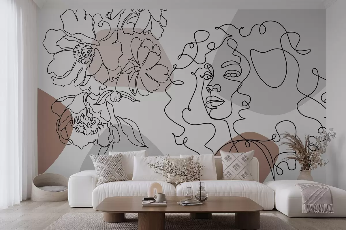 wall murals Girl in lines w04724