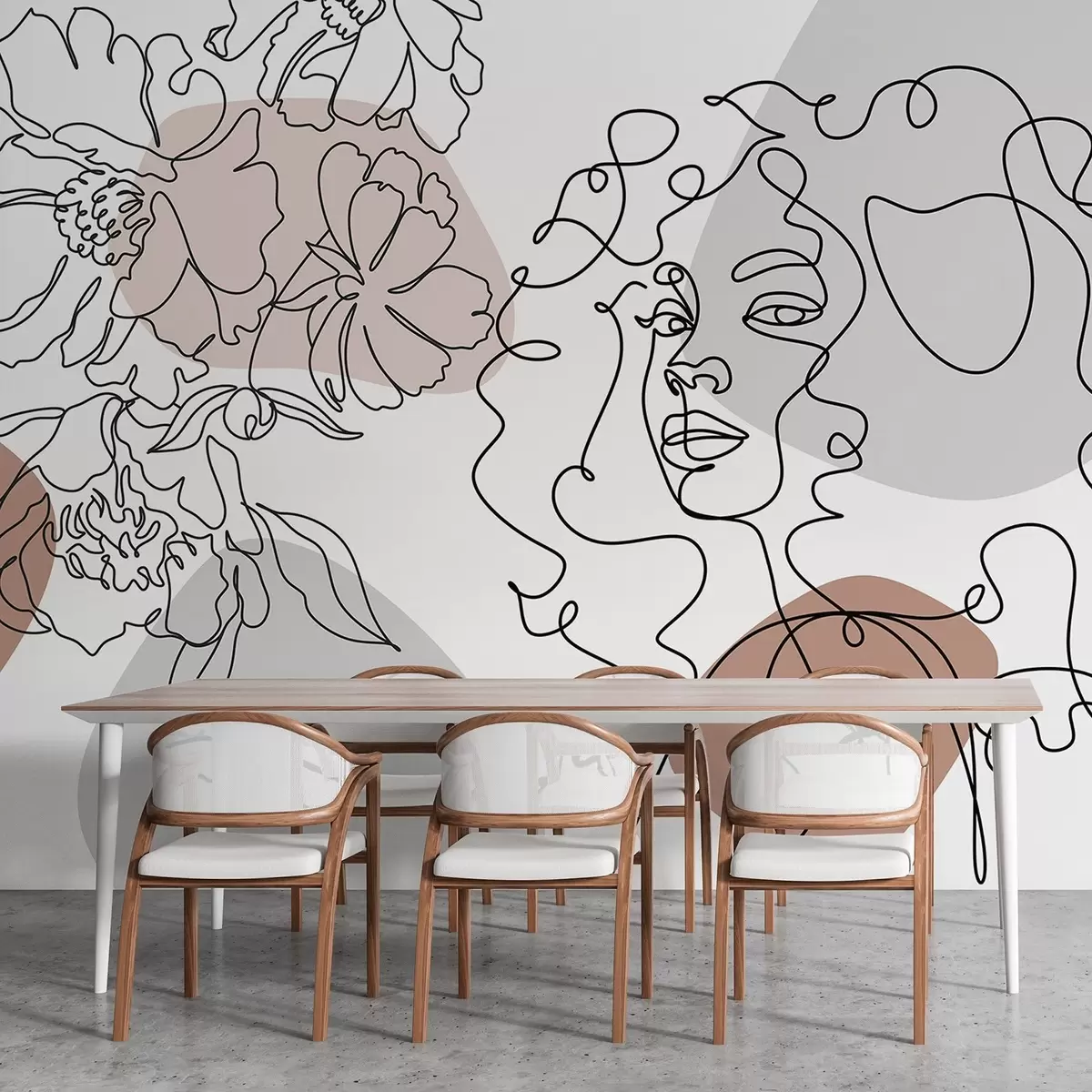 wall murals Girl in lines w04724