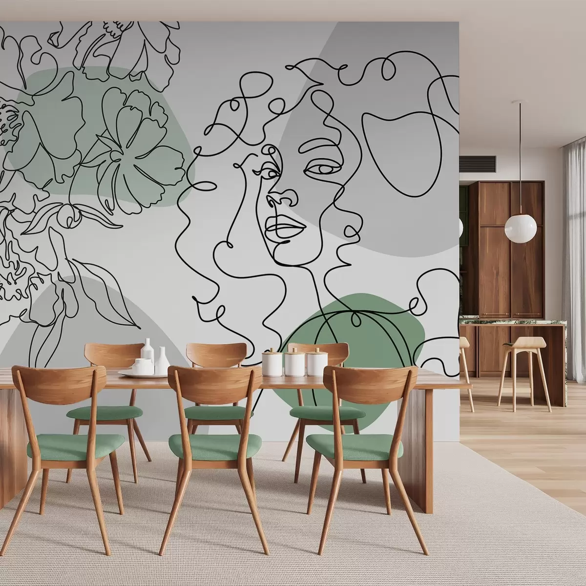 peintures murales Fille dans les files d'attente w04724v1