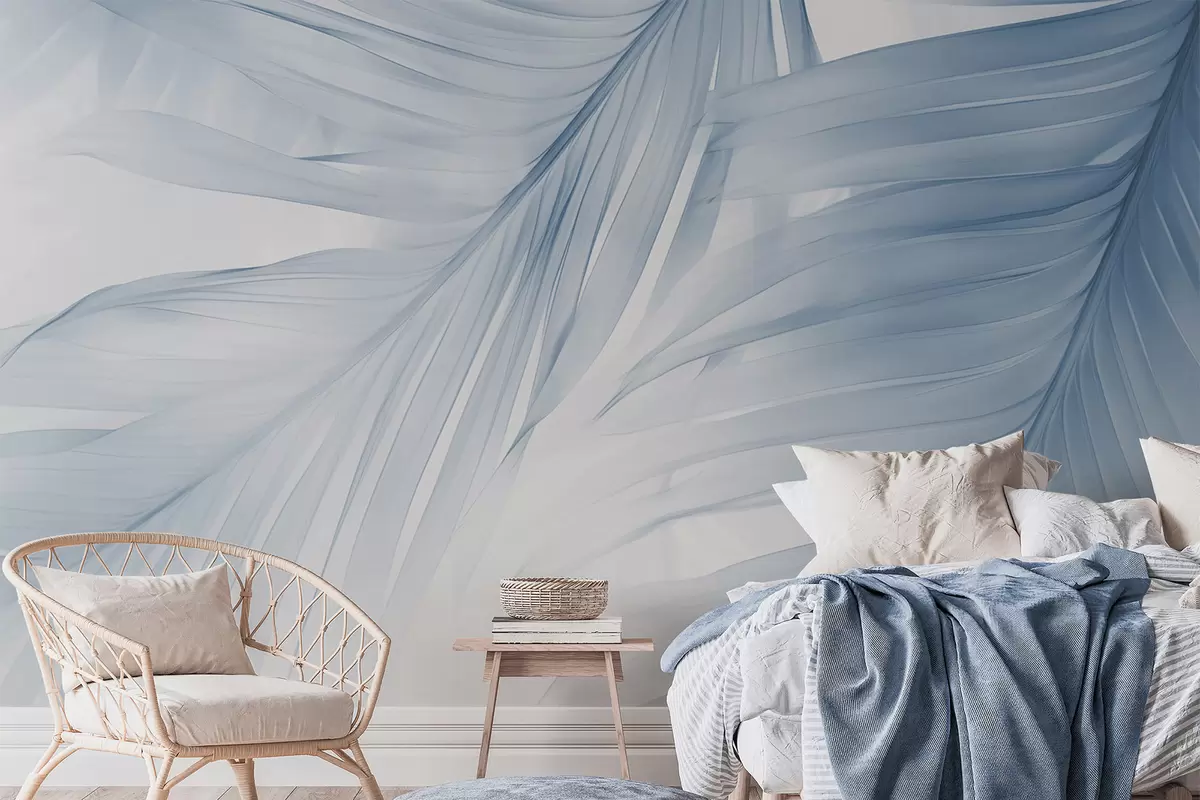 murales Hojas de helecho en tonos azules w04727v1
