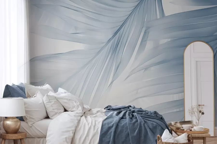 Wall Mural Photo Wallpaper Fern leaves in shades of blue w04727v1