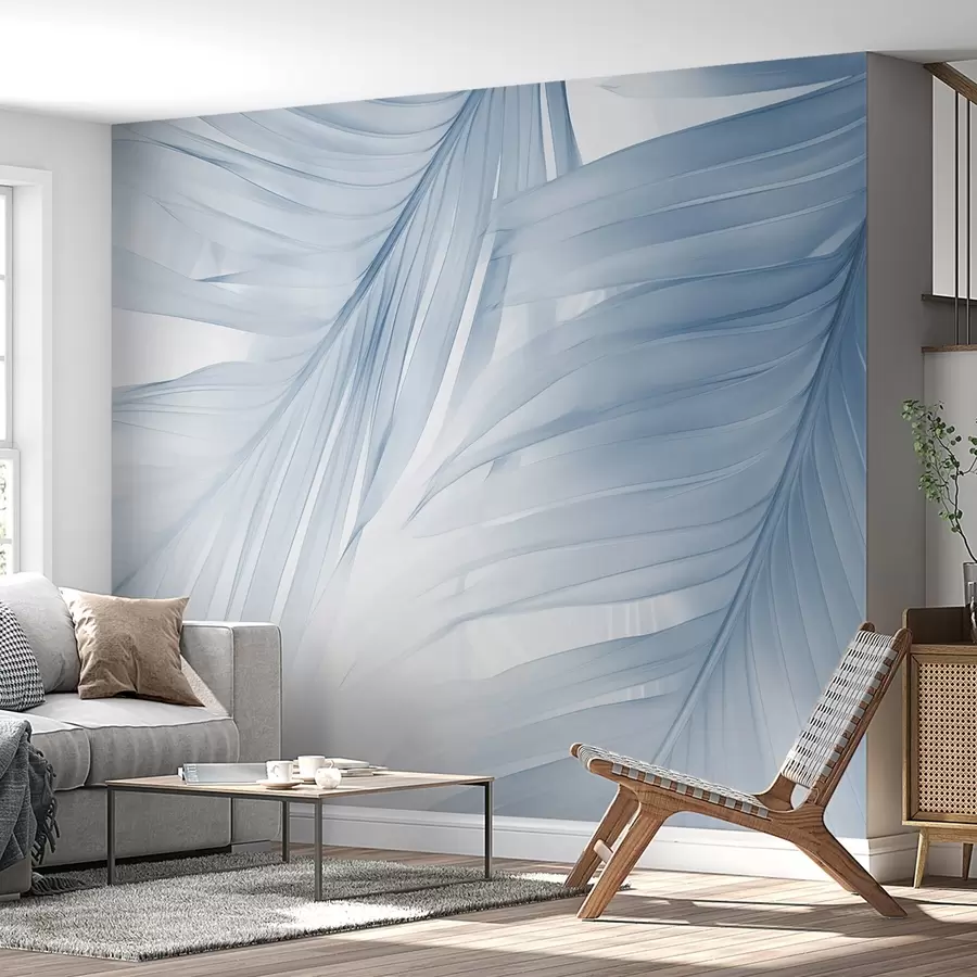 murales Hojas de helecho en tonos azules w04727v1