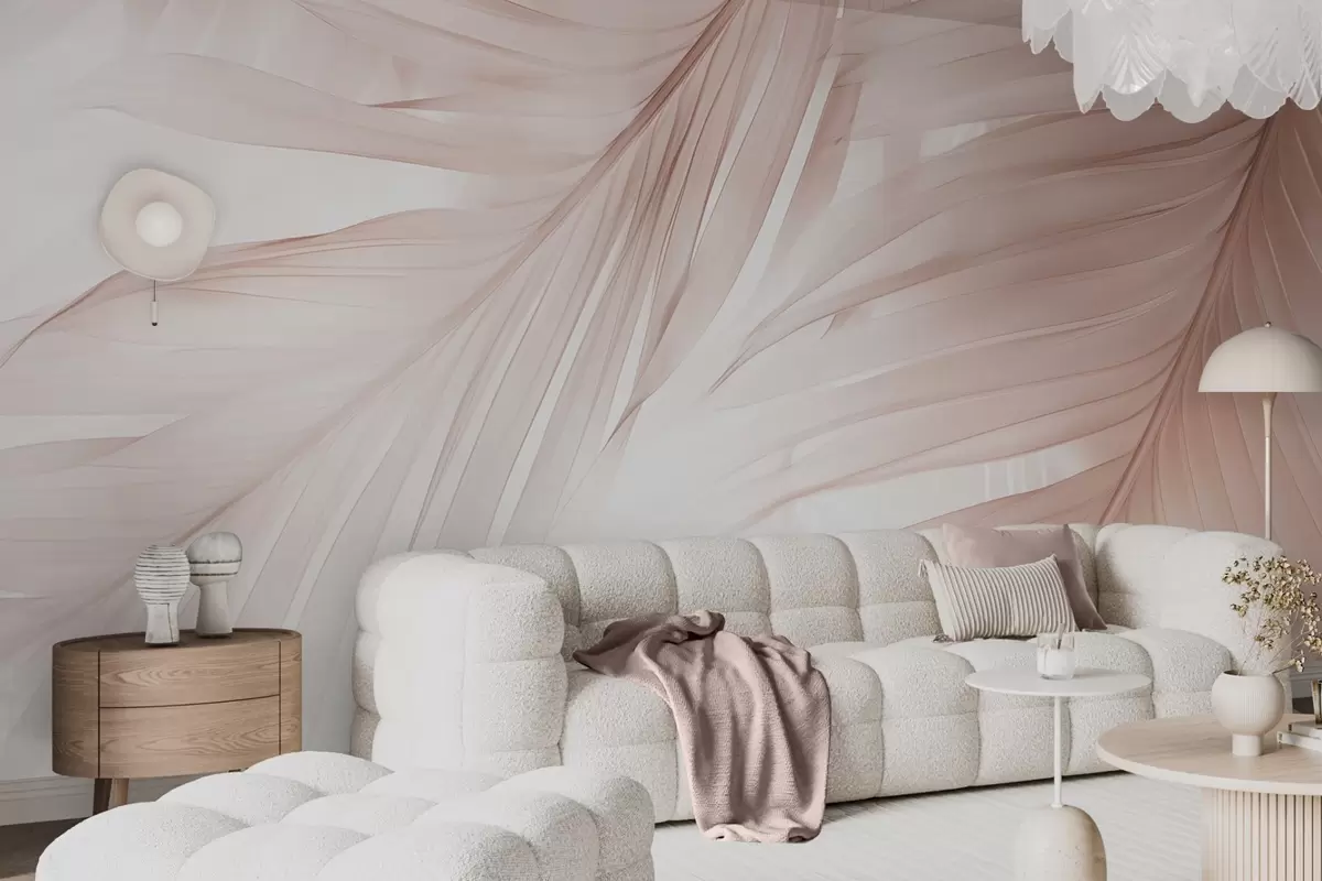 wall murals Fern leaves in shades of pink w04727v2