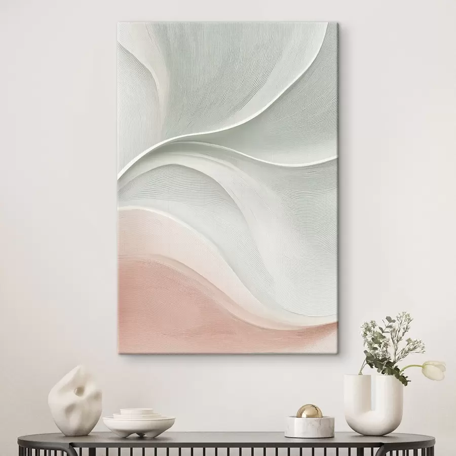 wall murals Abstract waves in warm pink-beige tones s46152