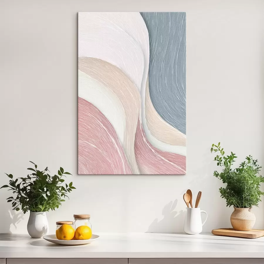murales Ondas abstractas ligeras en tonos rosa pálido y blanco grisáceo s46153