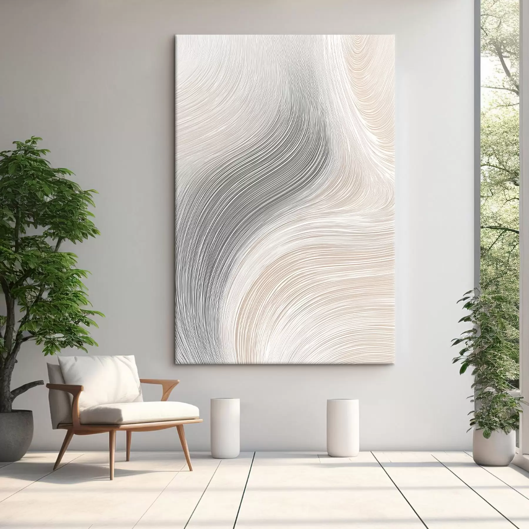 wall murals Abstract smooth lines in neutral shades s46154