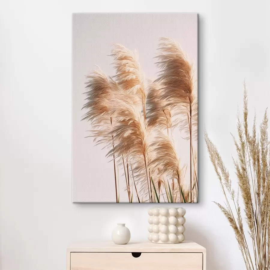 wall murals Fluffy decorative grasses on a light background s46157