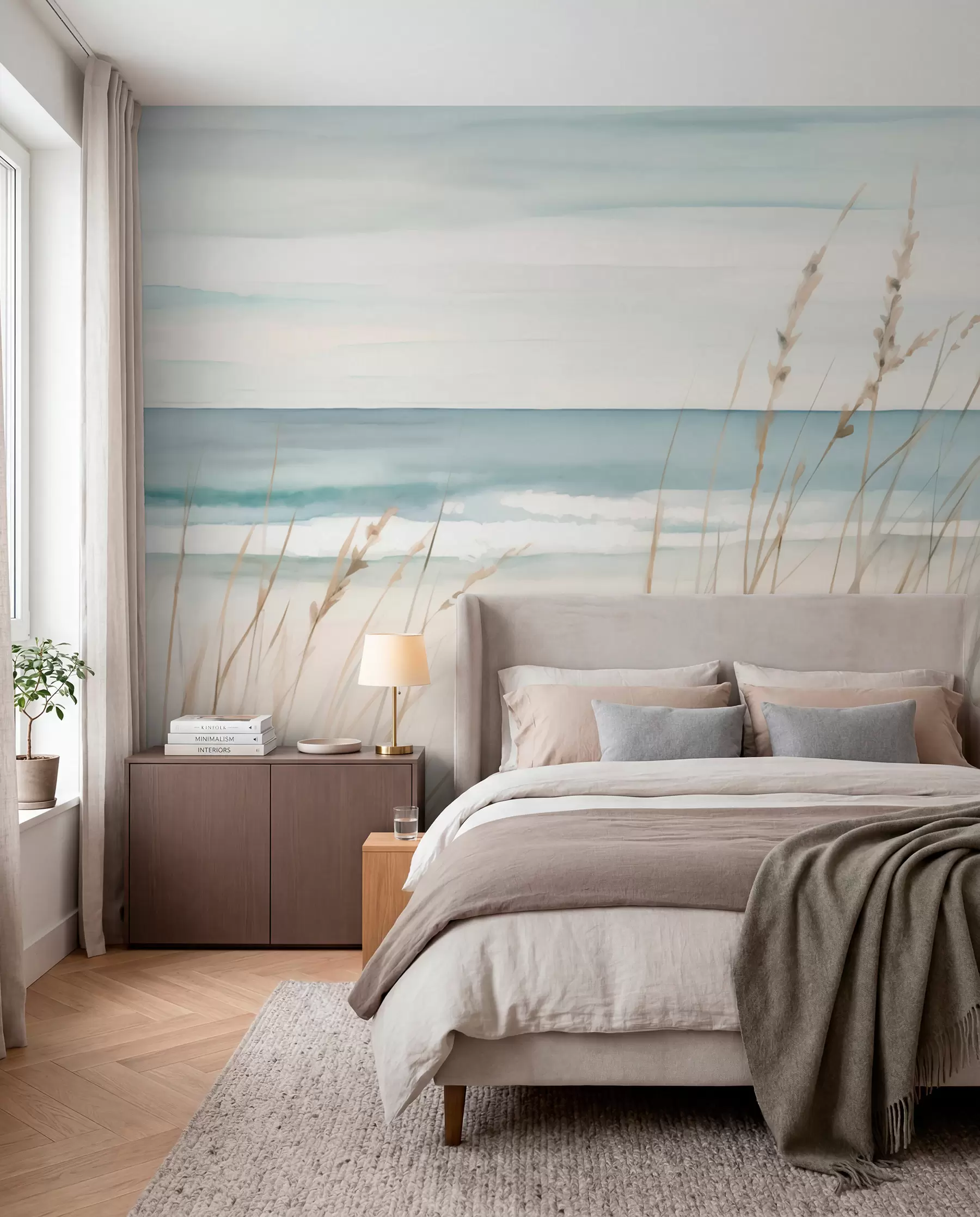 peintures murales Herbes tendres au bord de la mer w04737