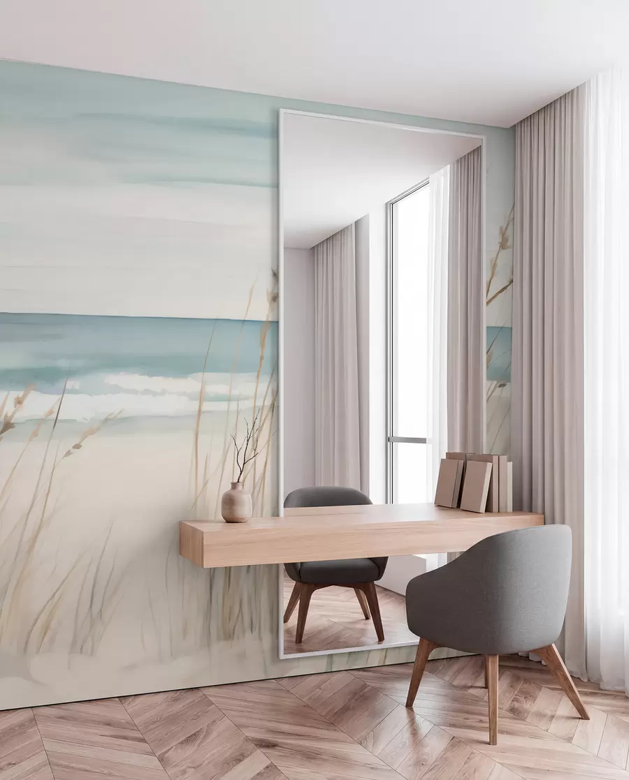 wall murals Soft grasses by the seaside w04737
