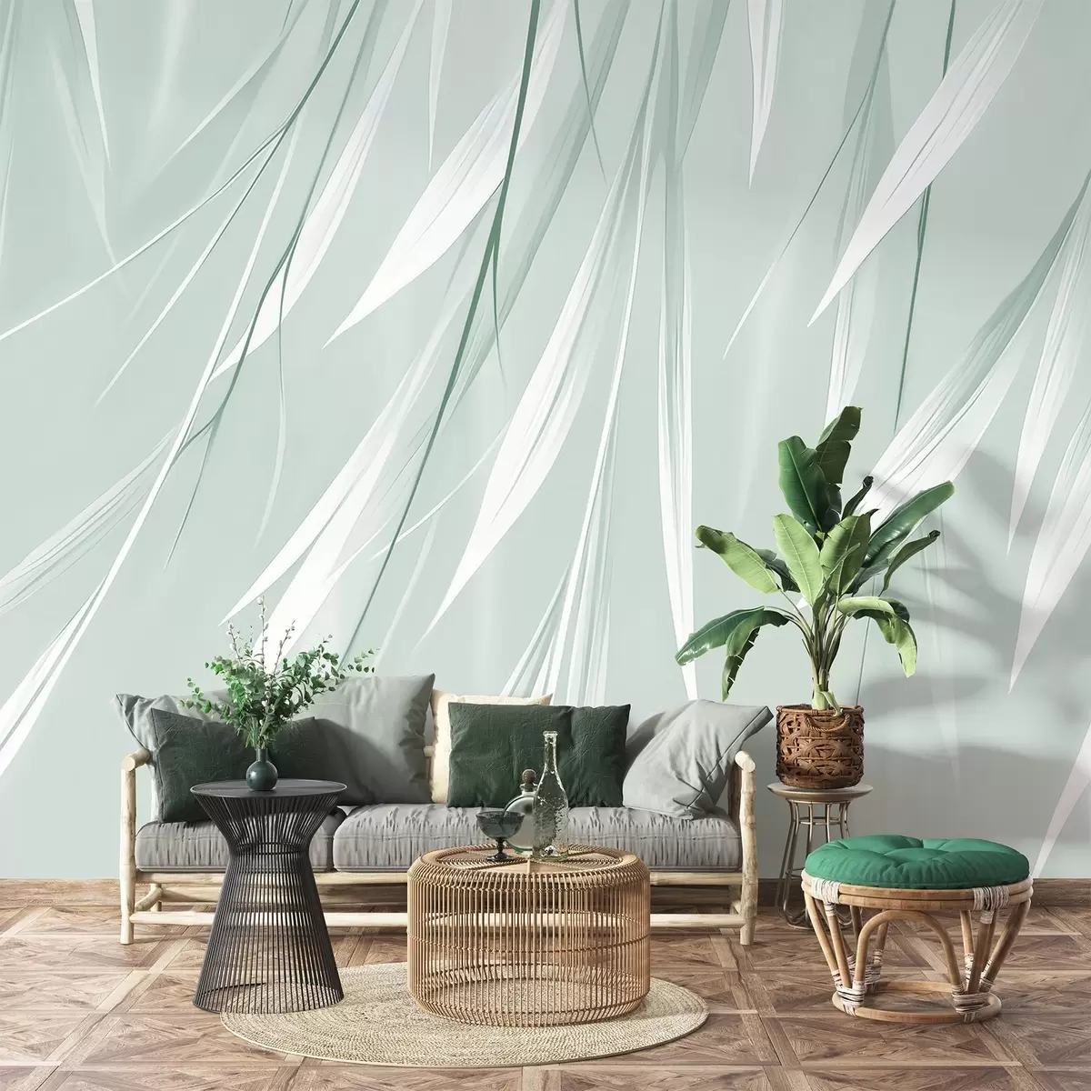 Wall Mural Photo Wallpaper Hanging thin leaves w04703v1