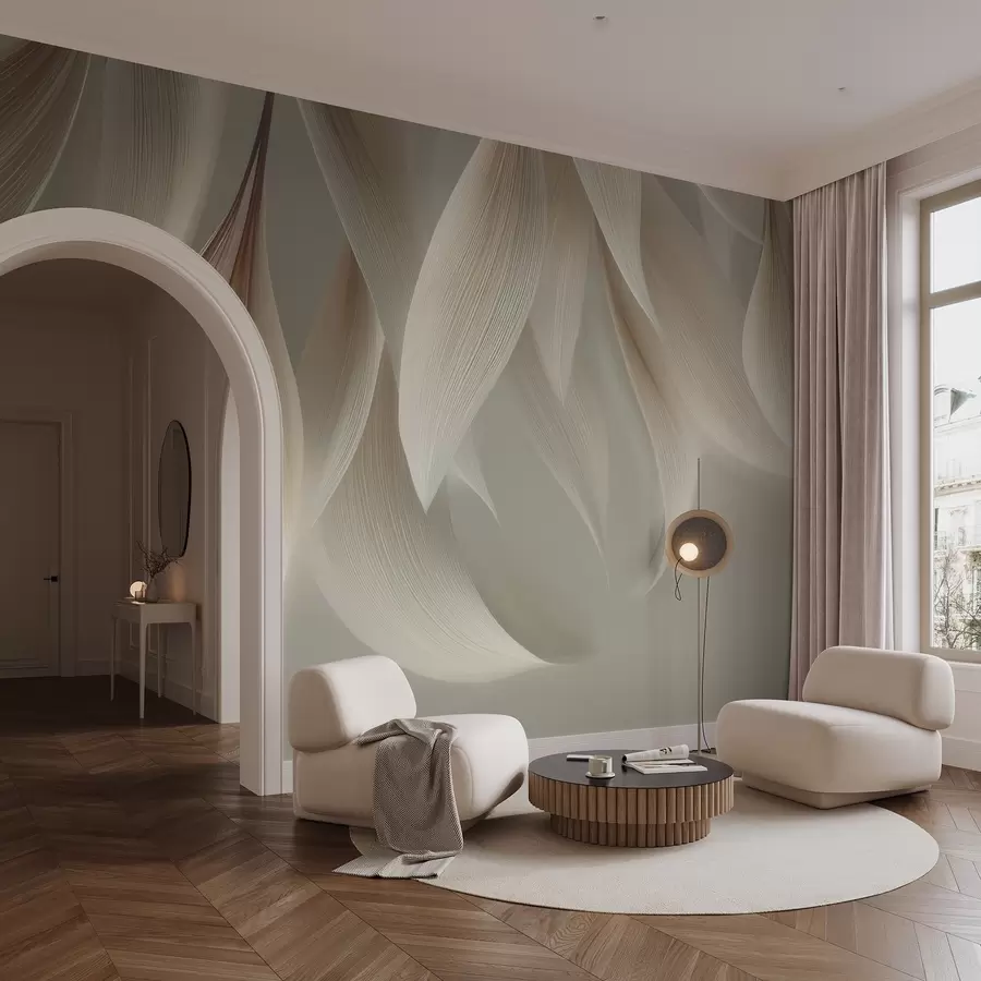 Wall Mural Photo Wallpaper Hanging leaves with stylized outline w04706