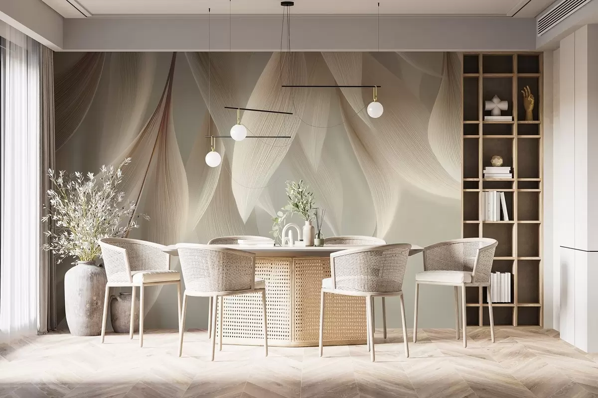 wall murals Hanging leaves with stylized outline w04706