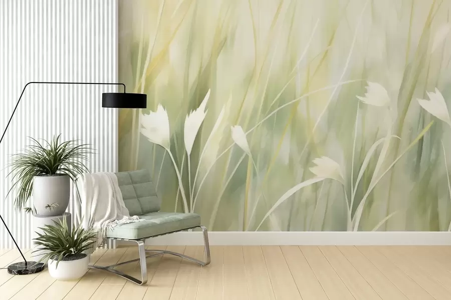 Wall Mural Photo Wallpaper Grass with flowers w04743