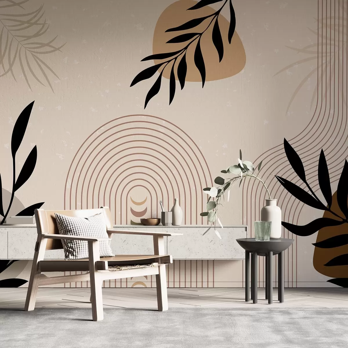 wall murals Abstract with plants w04745