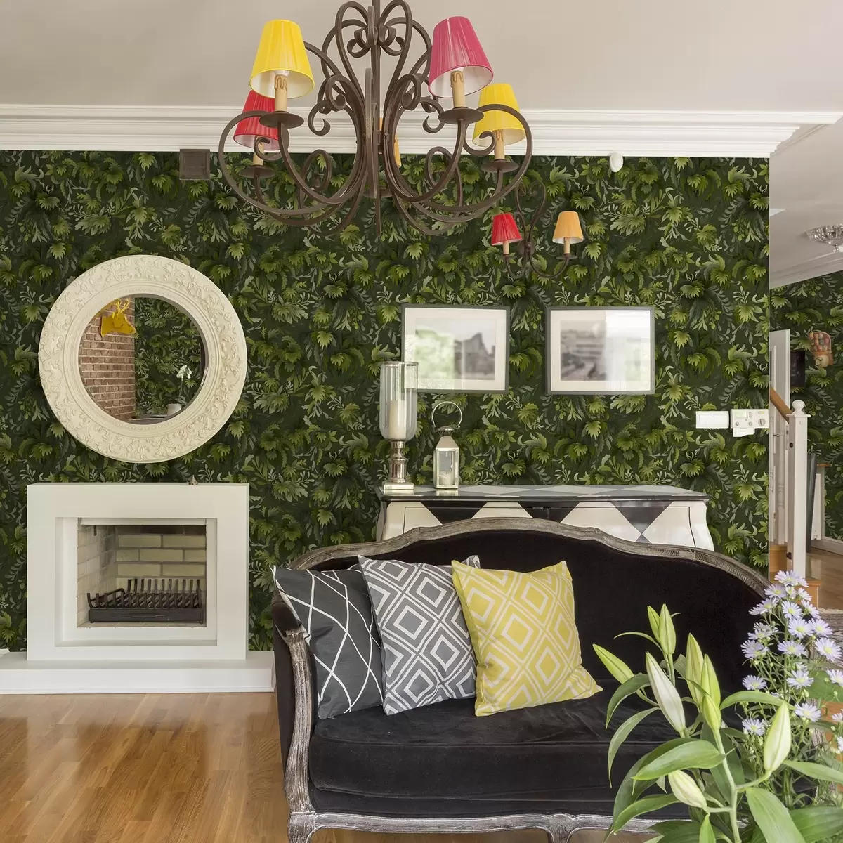 Wallpaper Dense green foliage on a dark green background a00805