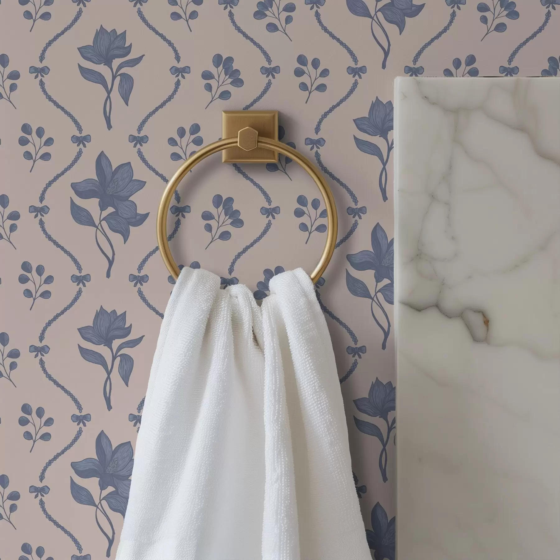 Wall Mural Photo Wallpaper Small flowers and ribbons in blue and pink shades a00808v3