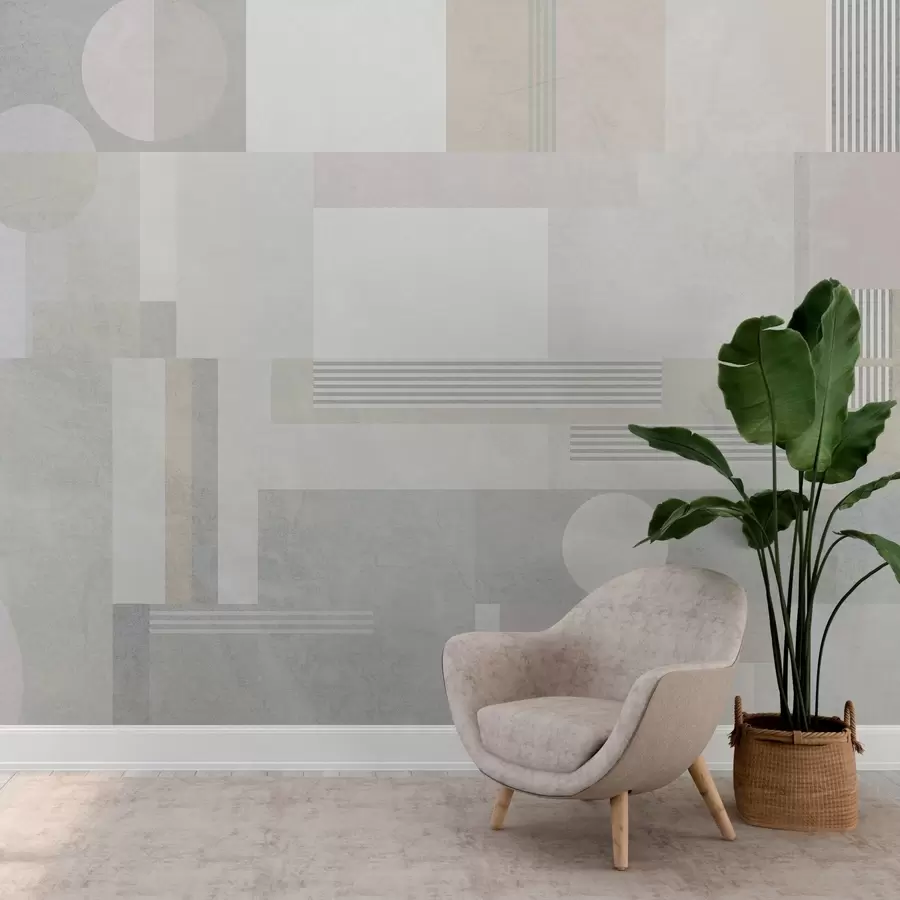 Wall Mural Photo Wallpaper abstract geometry in grey and beige tones w04635