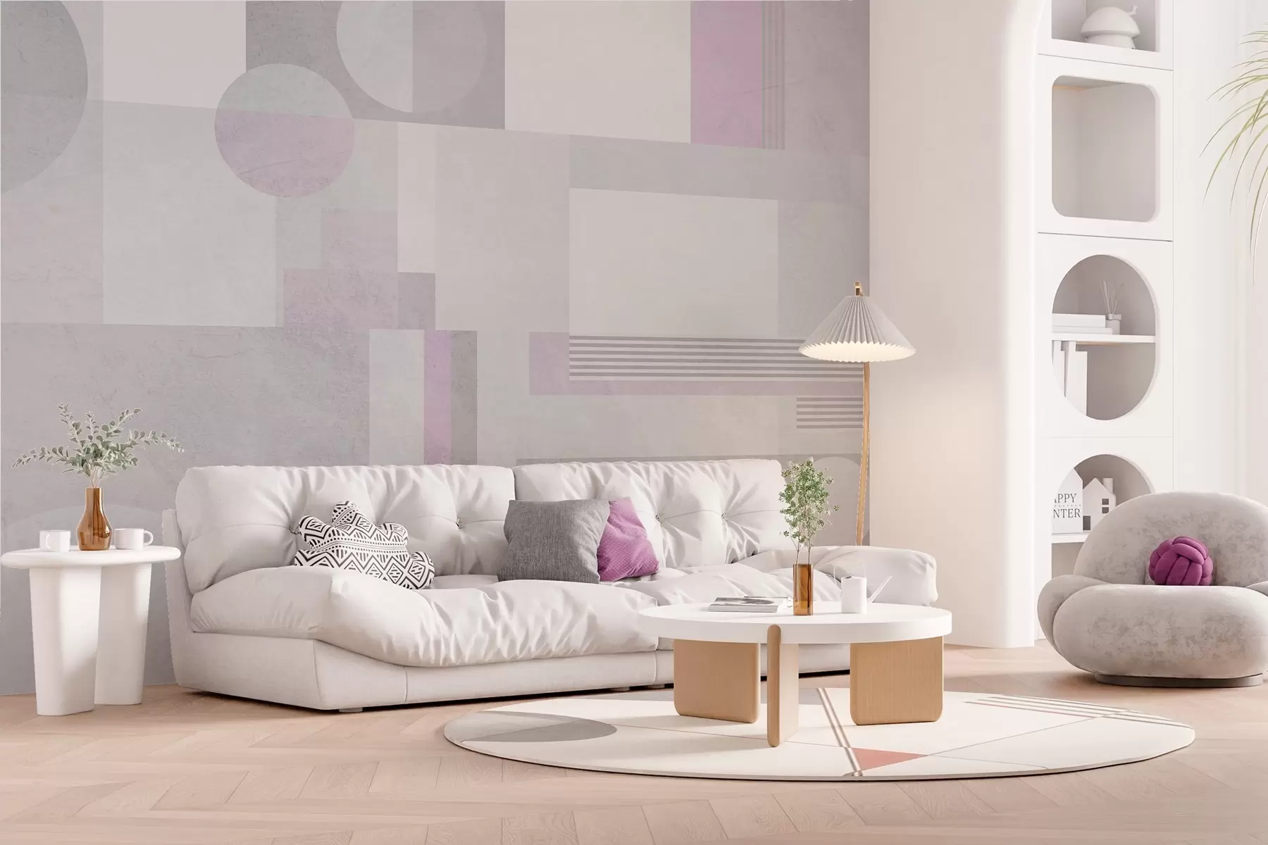 Wall Mural Photo Wallpaper abstract geometry in grey and lavender tones w04635v1