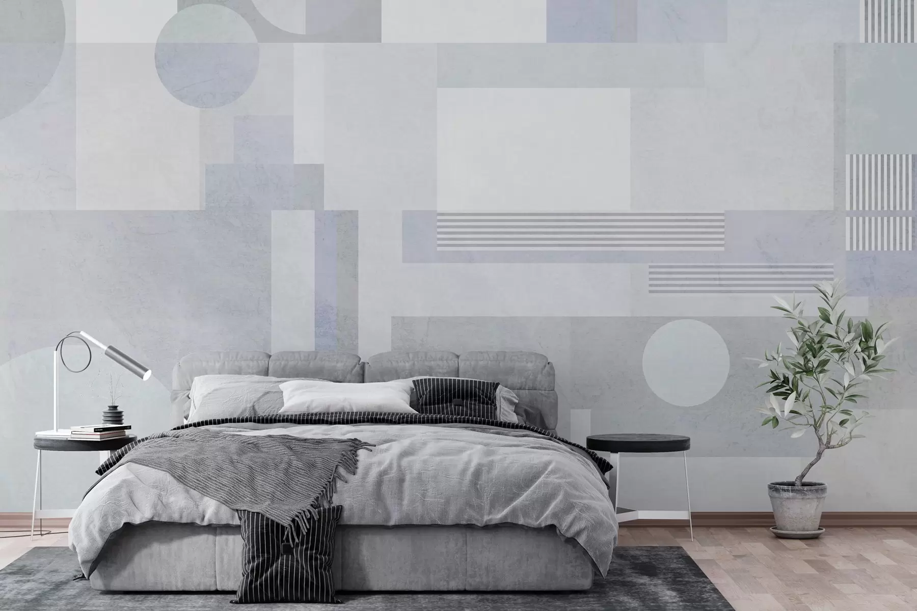wall murals abstract geometry in grey-blue tones w04635v2