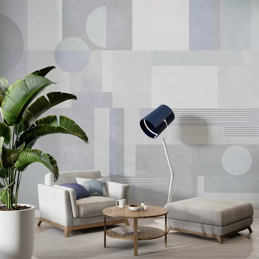 murales geometría abstracta en tonos gris azulados w04635v2